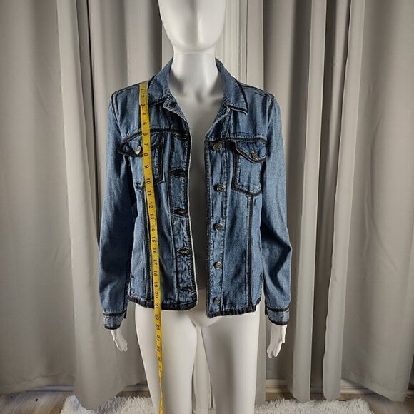 Cherokee Women's Customized Multi Button 100% Cotton Blue Jean Jacket Size S - Picture 7 of 14